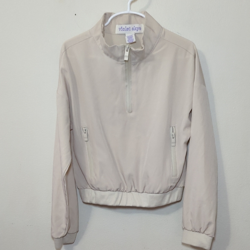 Violet Skye Cream Quarter-Zip Pullover Girls Size M 8